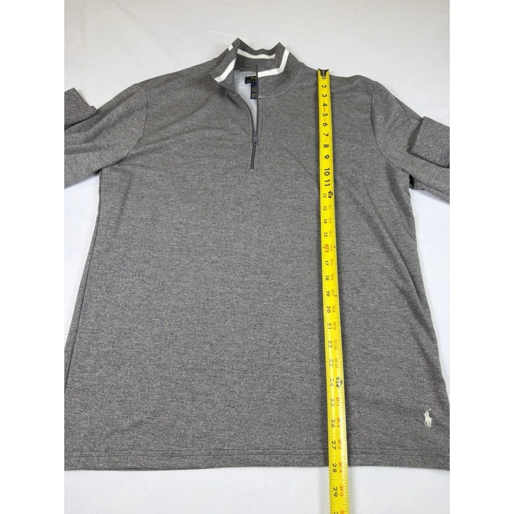 Polo Ralph Lauren Mens M Gray Polo Half Zip Terry Pullover Comfort Casual Lounge